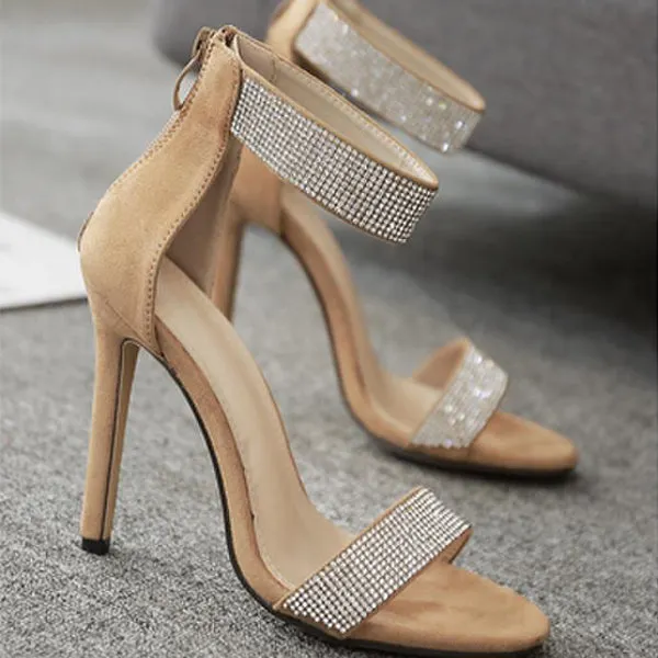 2022 Luxury Rhinestone Women Sandals Sexy Bling Crystal High Heel Women Sandals Elegant Party Shoes Women