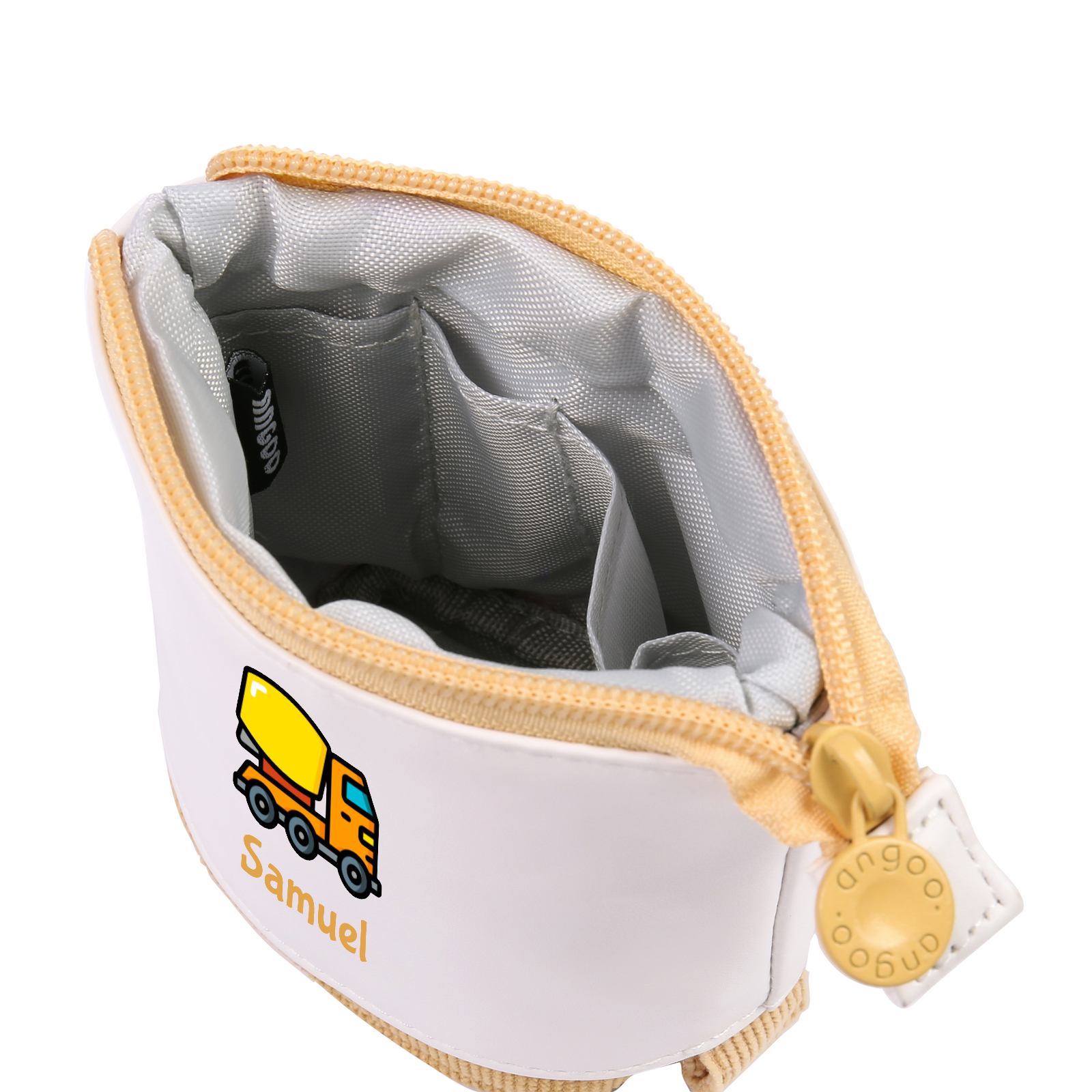 Astuccio per matite personalizzato con 1 nome e 1 veicolo da costruzione regalo per scuola elementare bambini