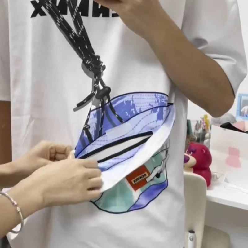 Fun Hat and Zipper Bag Casual T-shirt KI026