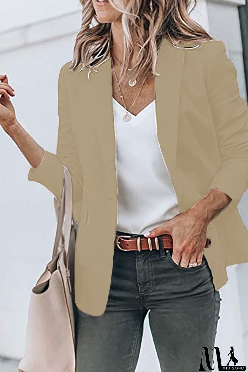 MidiSono - Casual Turndown Collar Coat