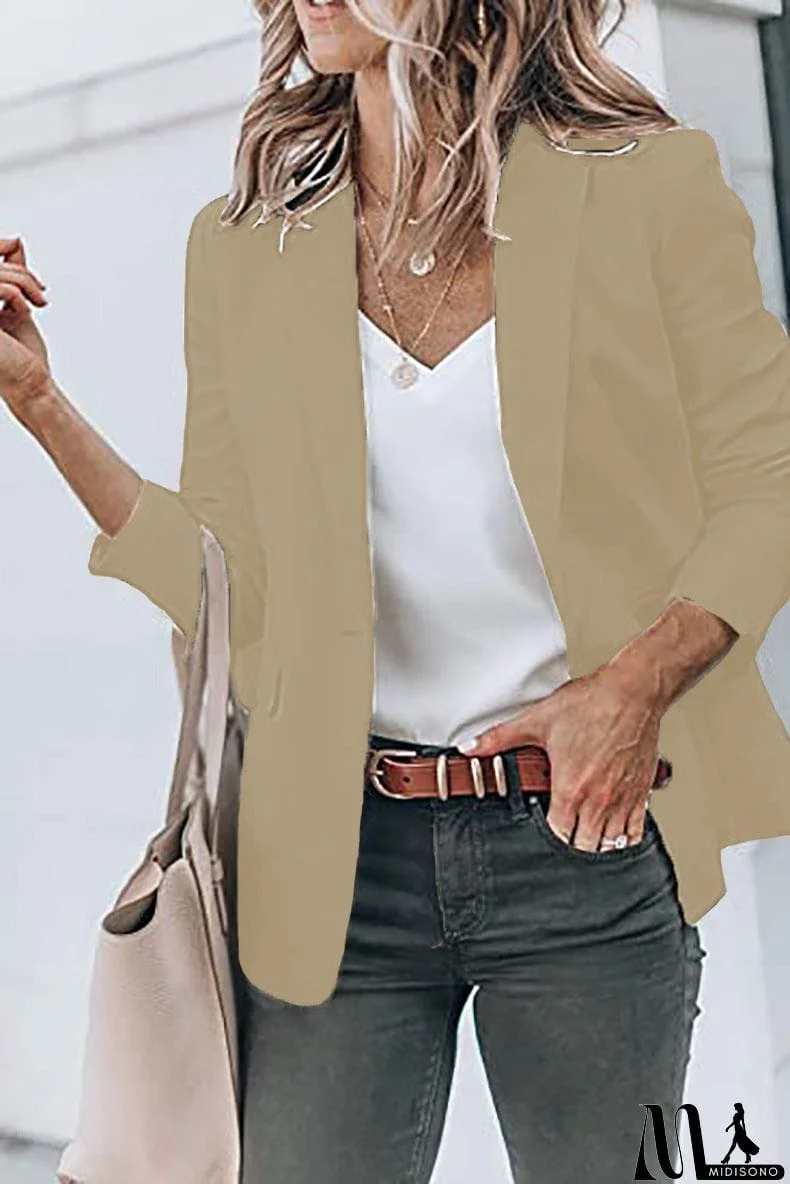 MidiSono - Casual Turndown Collar Coat