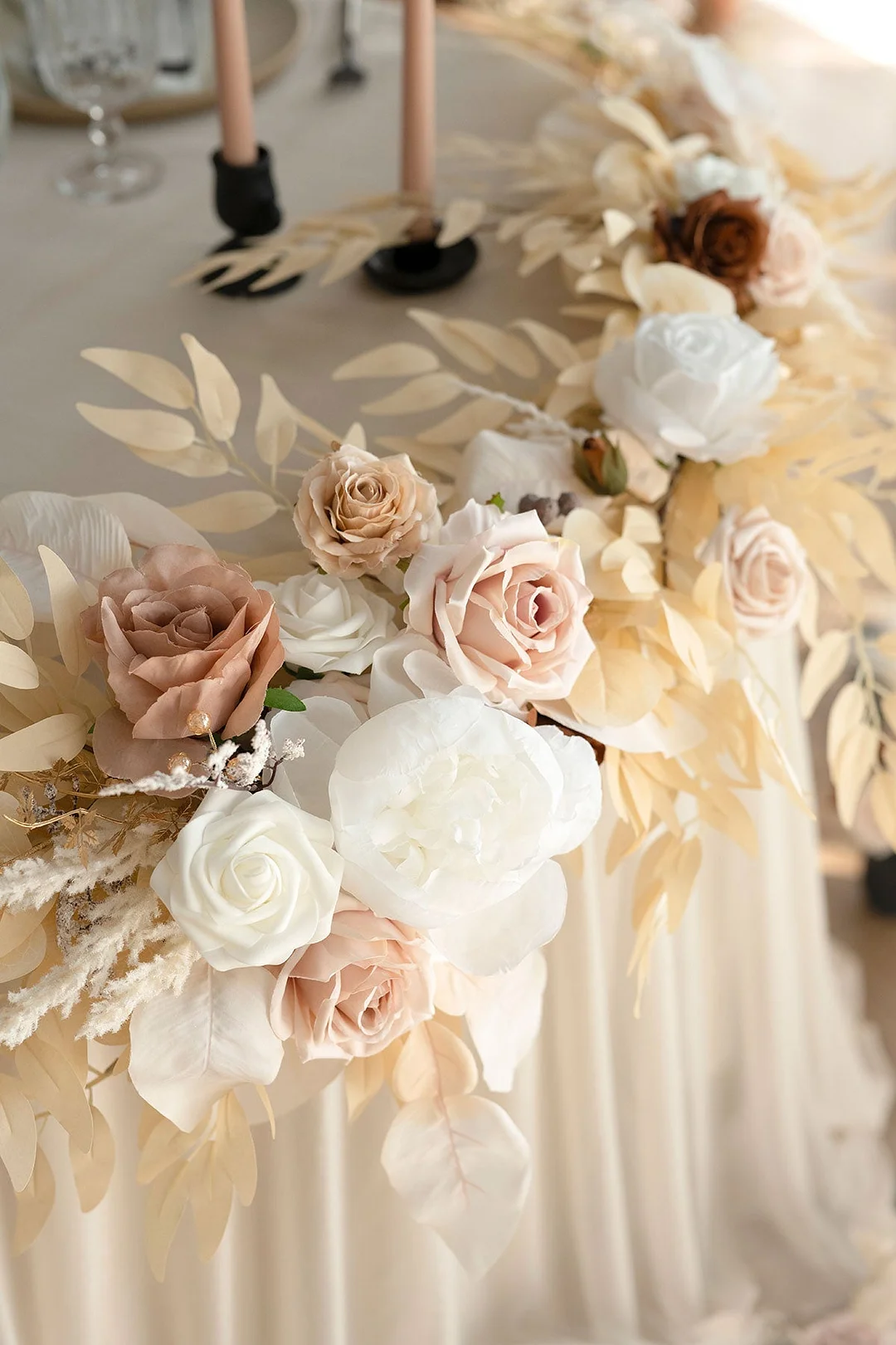 6ft Flower Garlands in White & Beige
