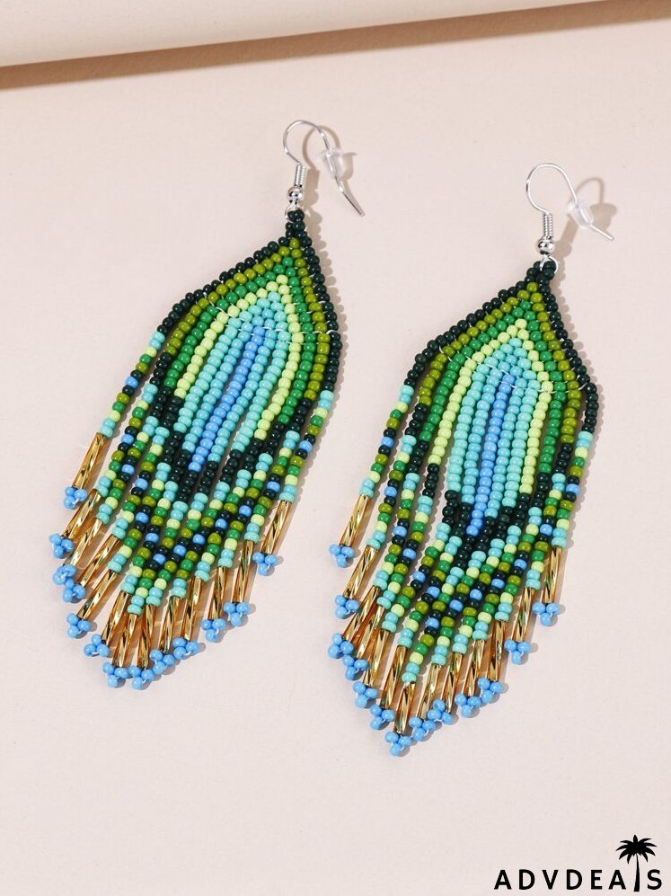 Bead Tassel Drop Earrings