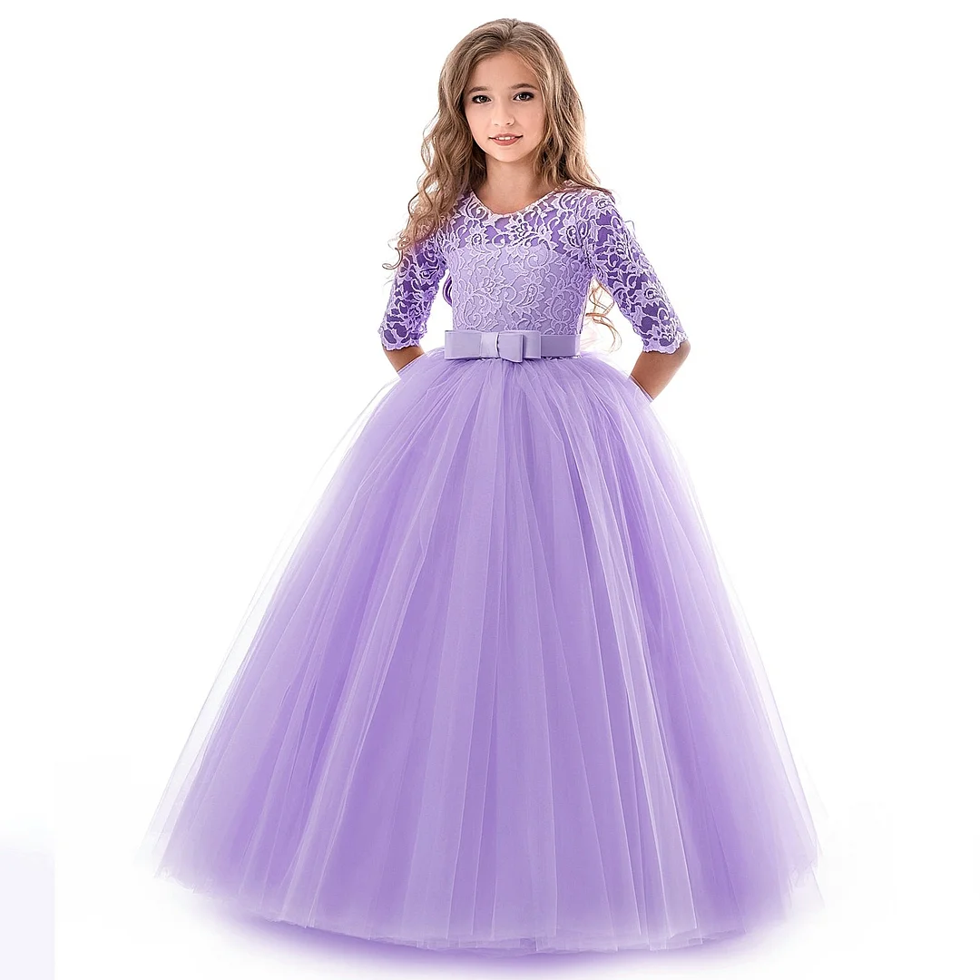Girls Lace Dress For Wedding Embroidery Party Dresses Evening Christmas Girl Ball Gown Princess Costume Children Vestido 6 14Y