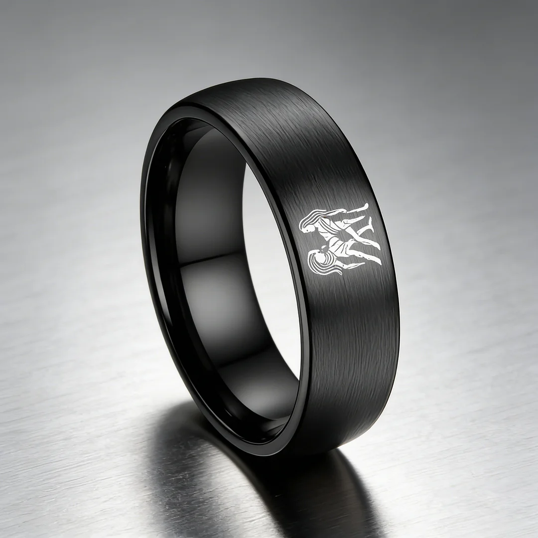 Womens Or Mens Gemini Tungsten Carbide Wedding Rings Black Domed Top Couples Bands 4MM 6MM 8MM Width