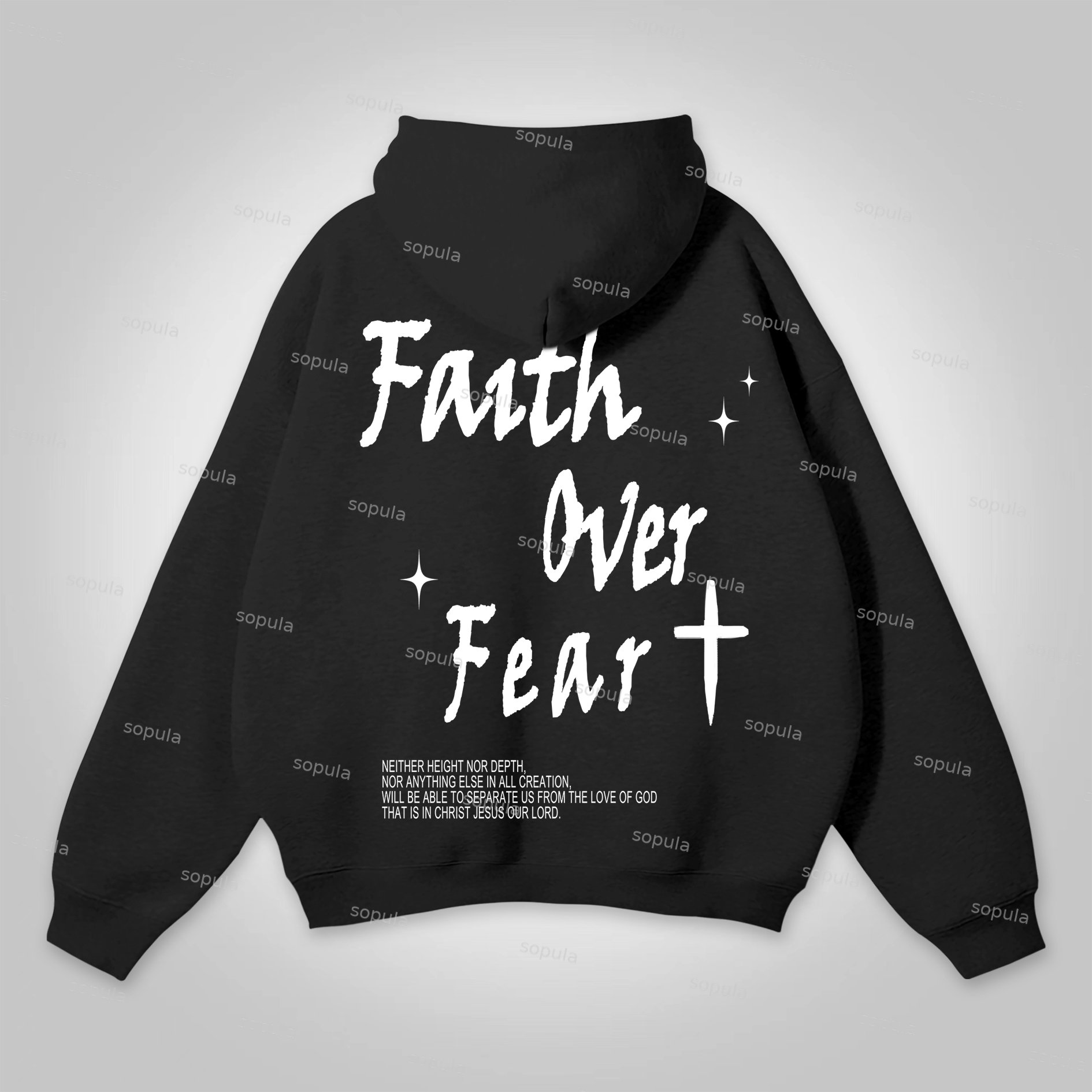 Faith Over Fear Bible Graphic Print Hoodie - SOPULA