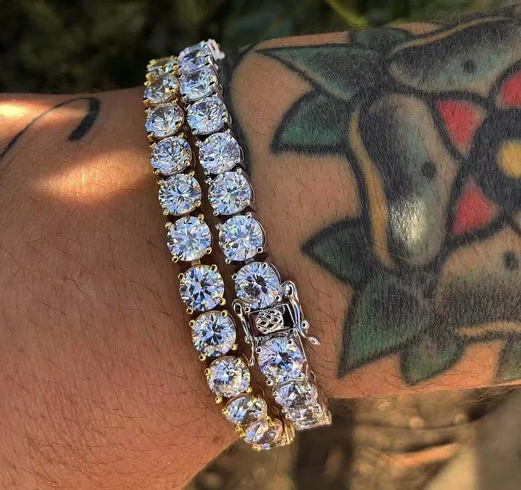 6MM Iced Out 1 Row Zircon Tennis Men's Bracelet Bling Jewelry
