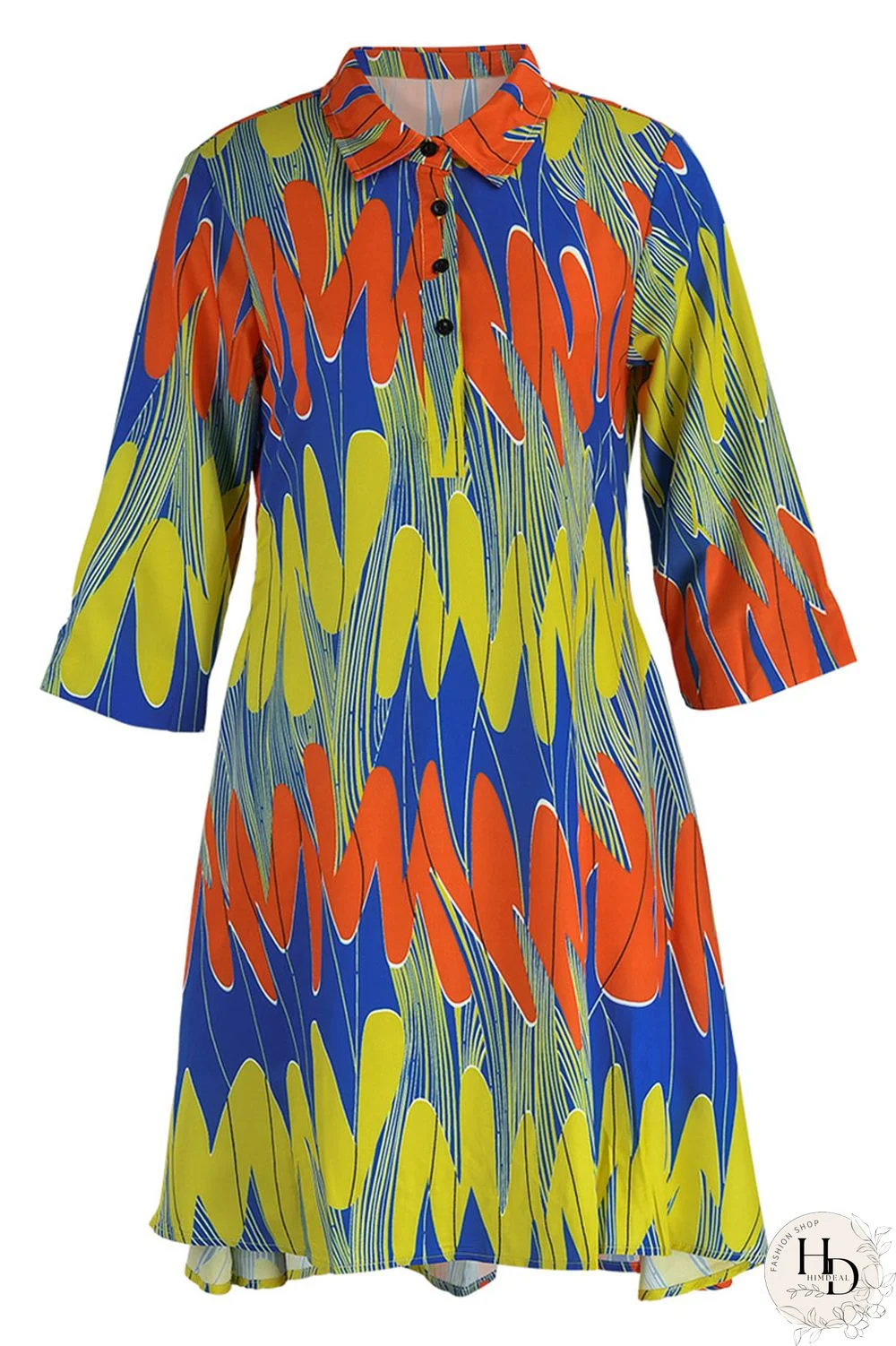 Camouflage Fashion Casual Print Patchwork Turndown Collar Shirt Dress