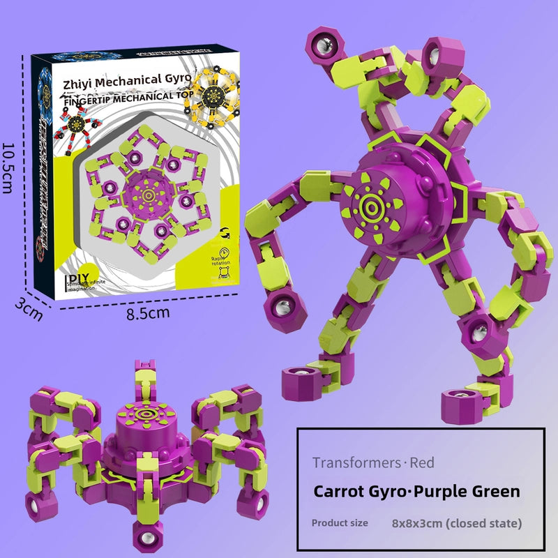 Gyro Toy Children’s Boy’s Transformable Luminous Puzzle Mechanical Fingertip Finger Rotation Decompression Boy’s Toy