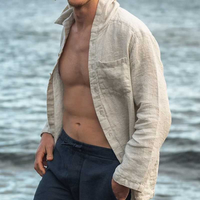 Men's Long Sleeve Classic Linen Shirt