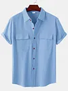 2022 Summer hot sale Men's Solid Color Double Pocket Comfortable Casual shirts