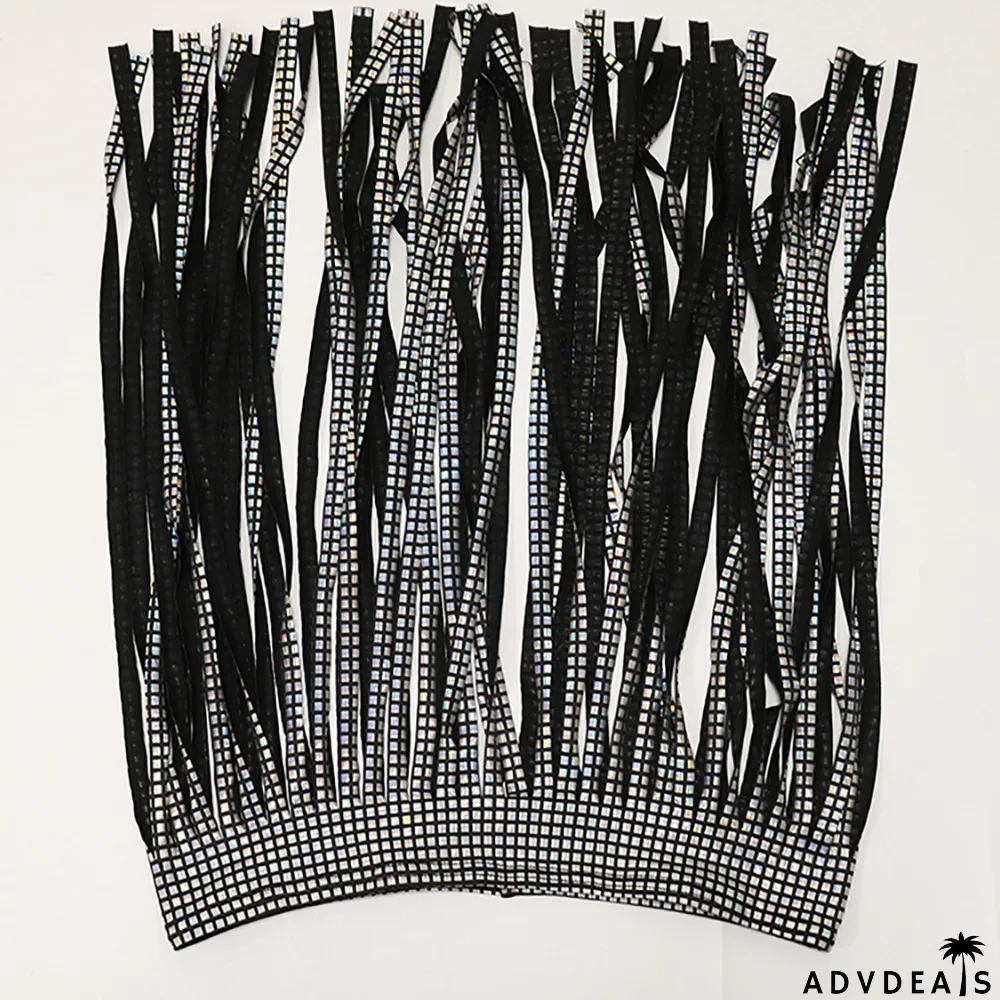 Hot Drilling V Neck Halter Romper+Tassel Skirt 2 Piece Sets