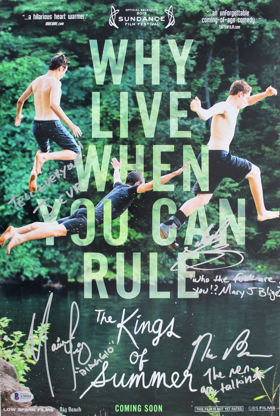 The Kings of Summer (4) Robinson, Basso +2 Signed 12x18 Photo Poster painting BAS #A70501