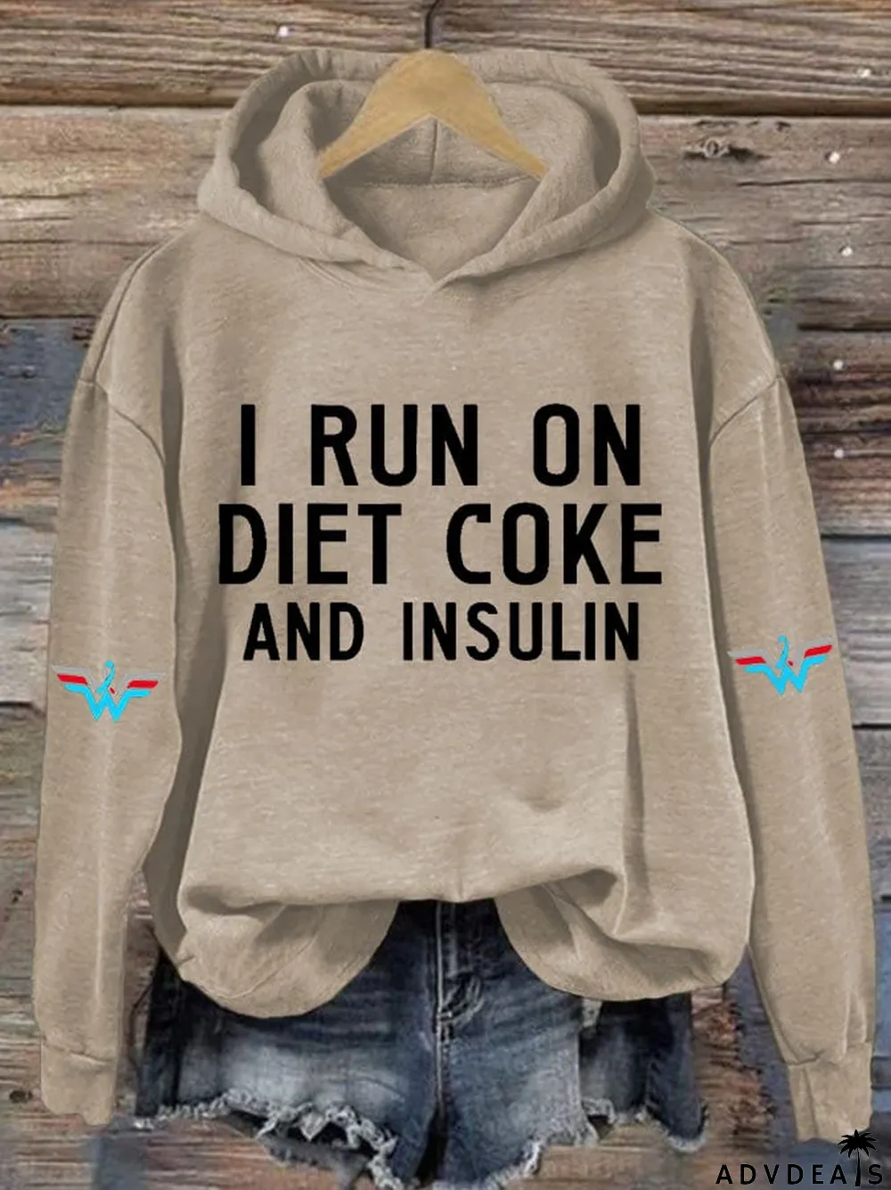 Women's Casual I Run On Diet Coke And Insulin Printed Hooded Sweatshirt