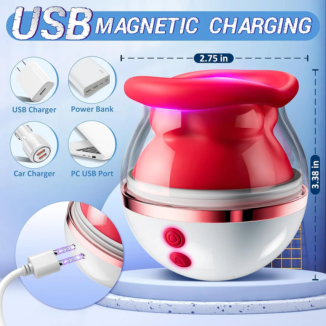 Nipple Clitoral Vibrator With 5 Auto Sucking 8 Tongue Vibrators Modes & Removable Cup