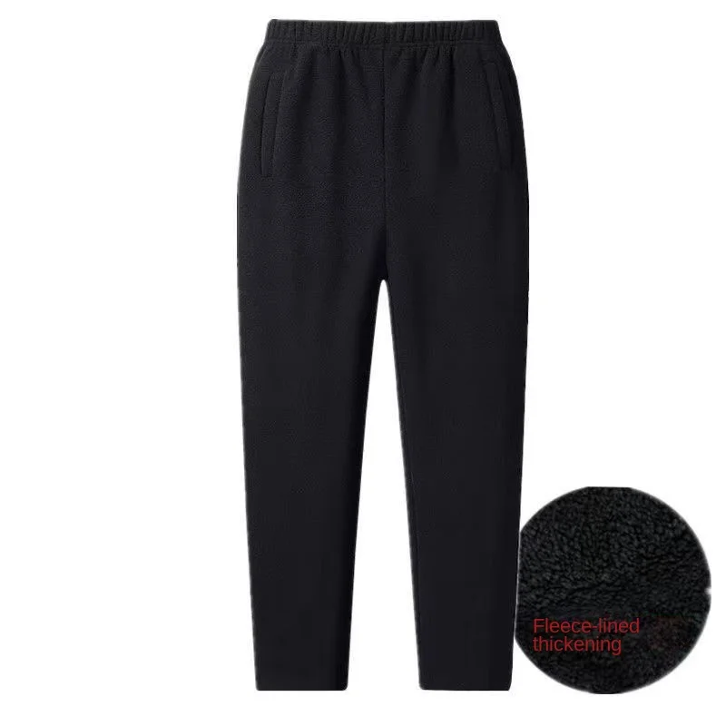 Erpret Men's Trousers Autumn Winter Warm Fleece Fitness Sportswear High Quality Double-sided Velvet Loose Thicken Long Outdoor Trousers