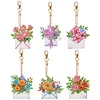 6Pcs DIY Diamond Painting Flower Keychain
