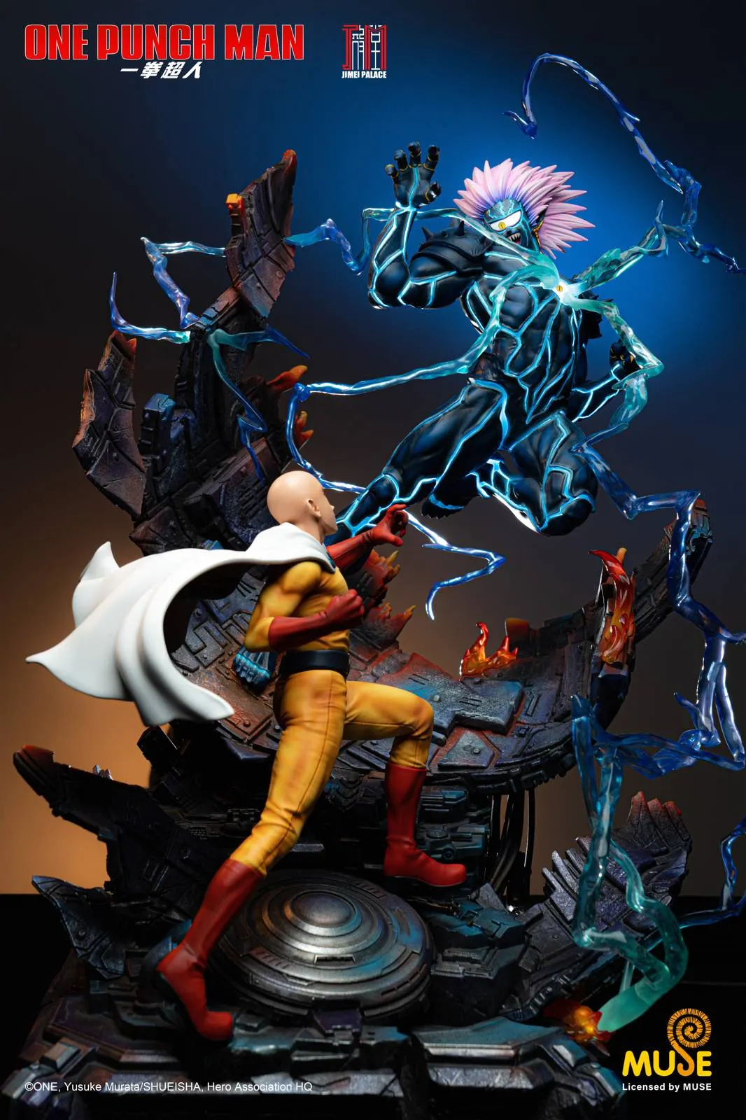 Licensed Saitama VS Boros with LED - One Punch-Man Resin Statue