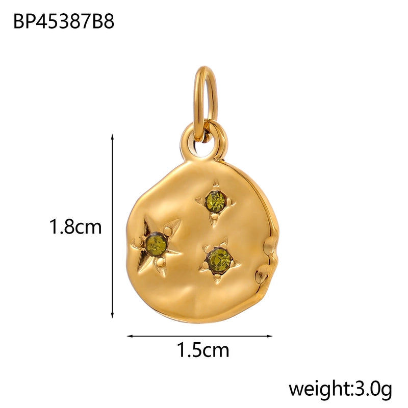 1 Piece 15*18mm 304 Stainless Steel Rhinestones Geometric Polished Pendant Chain Jewelry Accessories