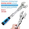 10-inch folding shaking head ratchet fast retractable wrench multi-function movable wrench five-in-one wrench