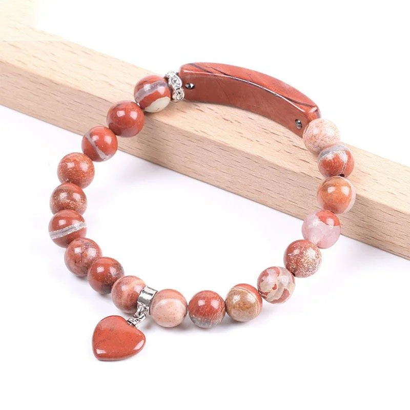 Natural Quartz Love Heart Healing Beads Bracelet
