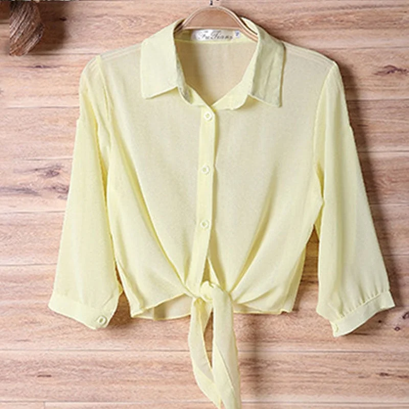 2021 Summer Half Sleeve Buttoned Up Shirt Women's Coat Female Sun Protection All-match Thin Short Sleeve Chiffon Cardigan 13556