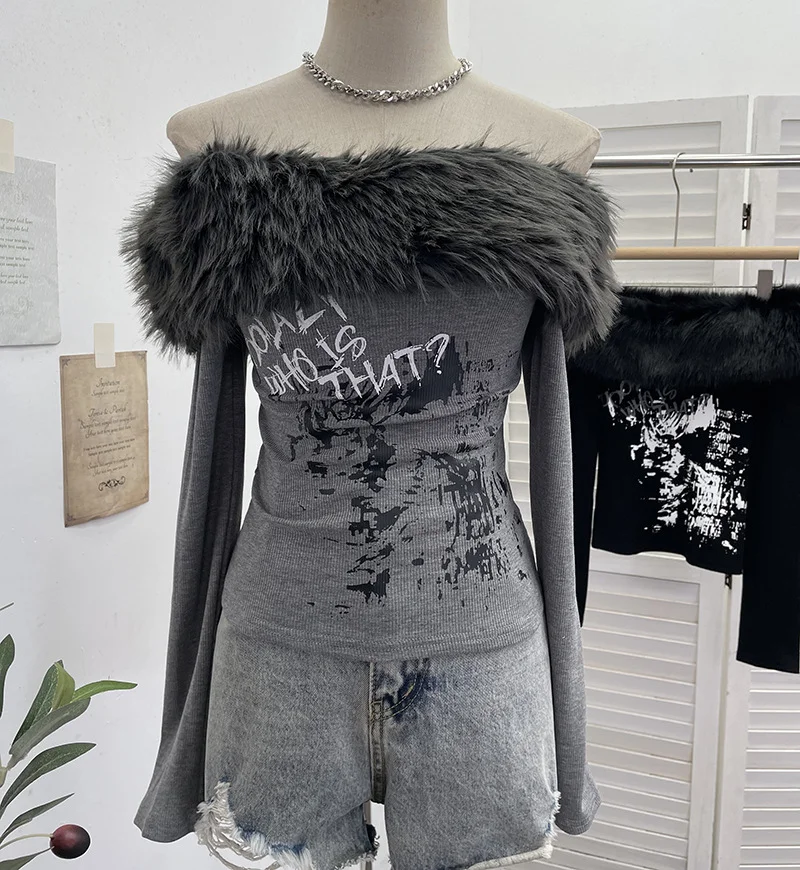 Nigikala Nigikala Real Shot Of The Long-Sleeved Long-Sleeved Shoulder-Clothed T-Shirt And Sweet And Spicy Niche Short Thin Velvet Bottom 1376