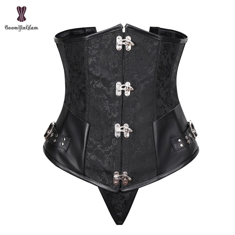 Gothic Steampunk Heavy Duty Waist Cincher Underbust Corset Bustier Trainer Plus Size S-6XL