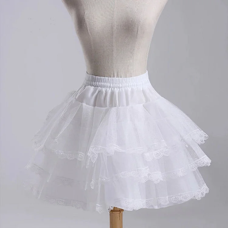 LiveZou Women Elastic Waist Mini Skirt Inner Lining White Mesh Pleated Lace Edge