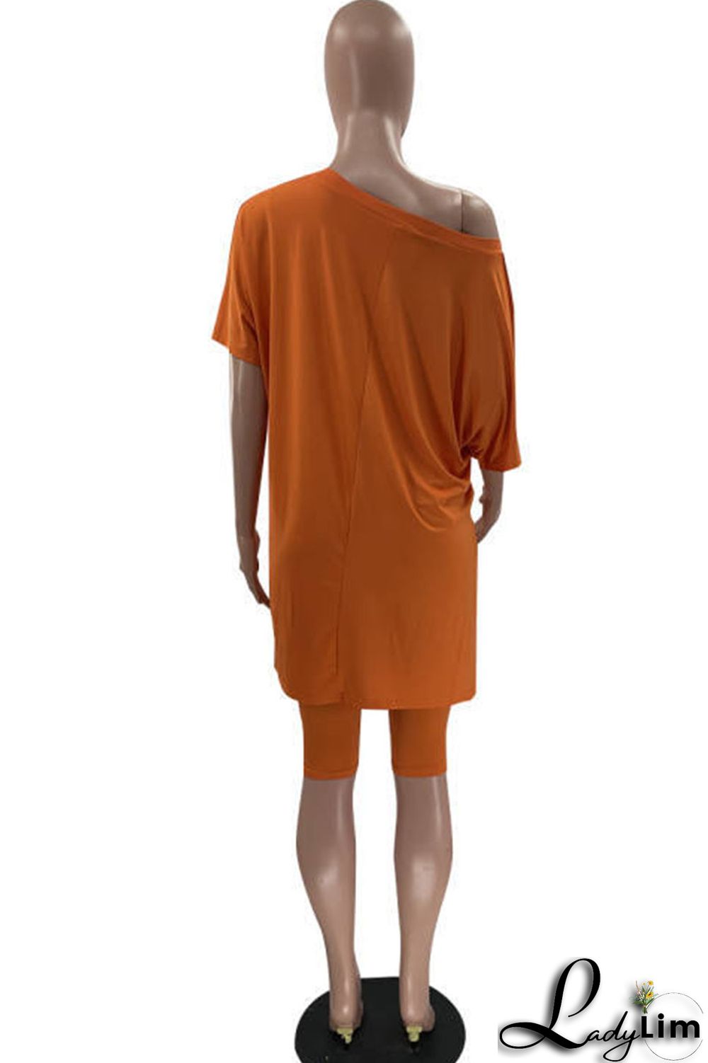 Grey Casual Solid Split Joint V Neck Short Sleeve Two Pieces