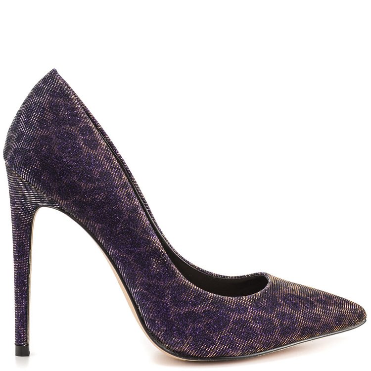 Purple Leopard Print Heels Pointy Toe Stiletto Heel Animal Print Pumps |FSJ Shoes