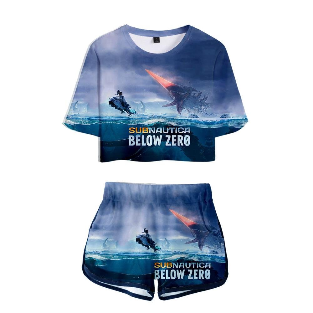 Subnautica Below Zero Short-Sleeved Shirts Shorts Suit Summer 2 Pieces Outfits Girls Wear