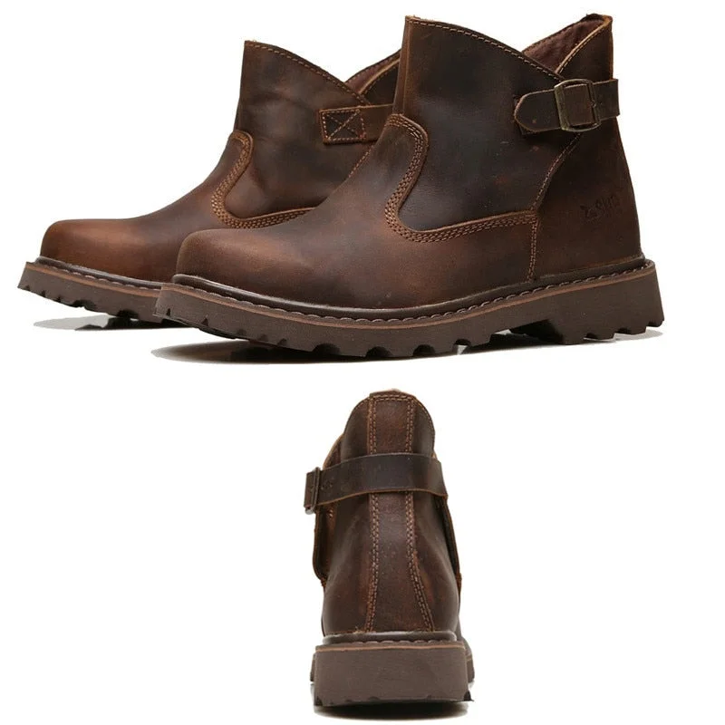 2021 Winter Autumn Brown Genuine Leather Comfy Men Shoes Fashion Mens Boots Man New Fashion Design Outdoor Women Casual Boots