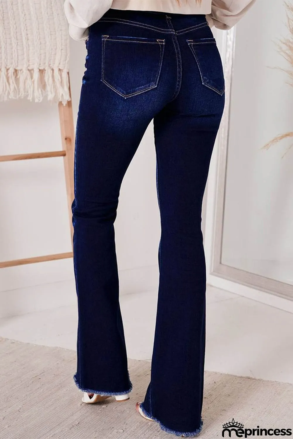 Dark Blue High Rise Flare Jeans