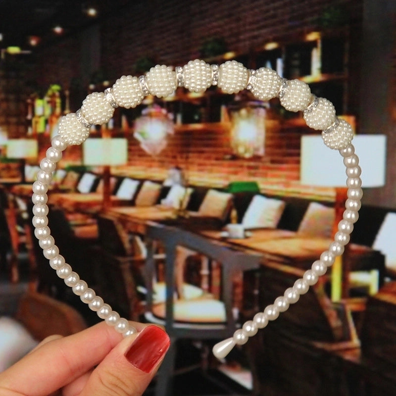 Women’s Fashion Waves Alloy Inlay Artificial Pearls Headwear