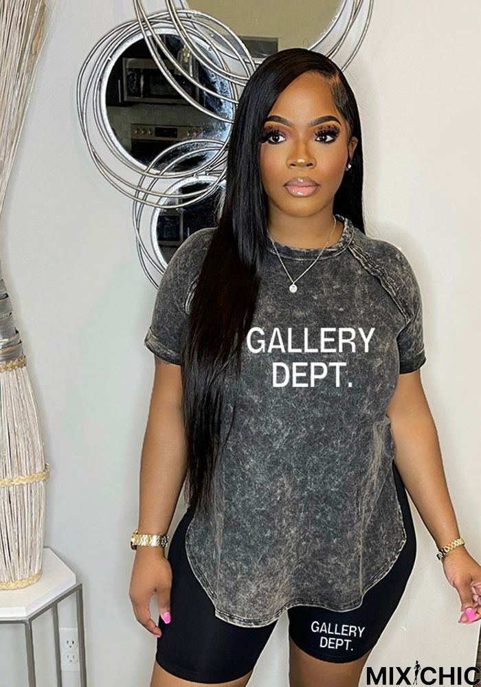 Fashion Ladies Print Casual T-Shirt Shorts Sport Two-Piece Set