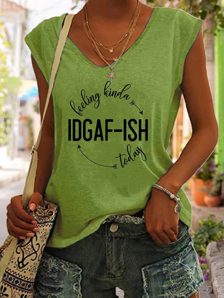Women's Hold Feeling Kinda IDGAF-ish Today Loose V-neck cap sleeves T-Shirt, Funny Shirts, Sarcastic T-Shirt, Saying T-Shirt