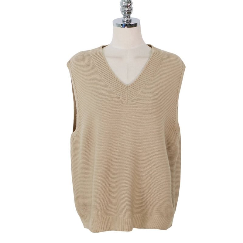 Loose Knitted Sweater Women's Vest Spring Autumn 2022 V-Neck Knit Sweater Vest Women Vests Winter Pullover Sweaters Tops 10974
