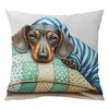 Dachshund Stamped Cross Stitch Pillow Cover Kit 11CT 3 Strands 45x45cm Handmade Embroidery Cushion Cover for tapestrymarket
