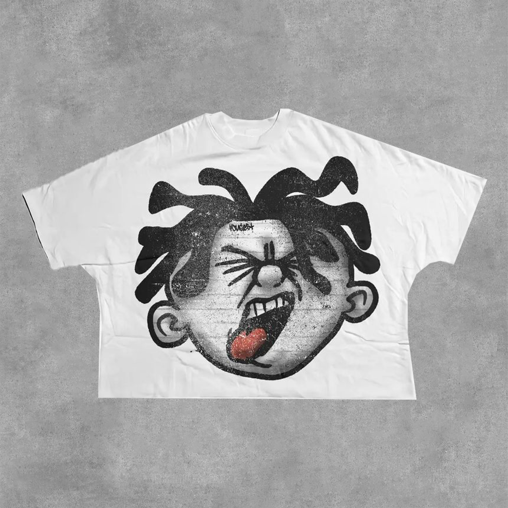 Vintage Enrage Big Face Graphic Short Sleeve T-Shirt - SOPULA