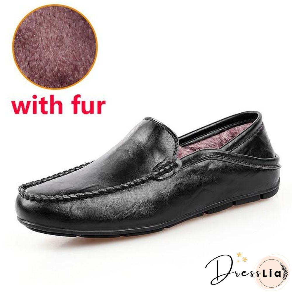 slip on casual men loafers mens moccasins shoes genuine leather men's flats shoes