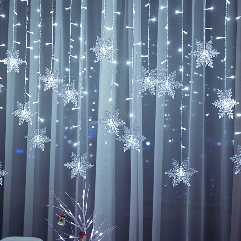 3.5M Snowflake LED String Light Curtain Flashing Fairy Light Garland Winter Party Christmas Decoration for Home Natal New Year