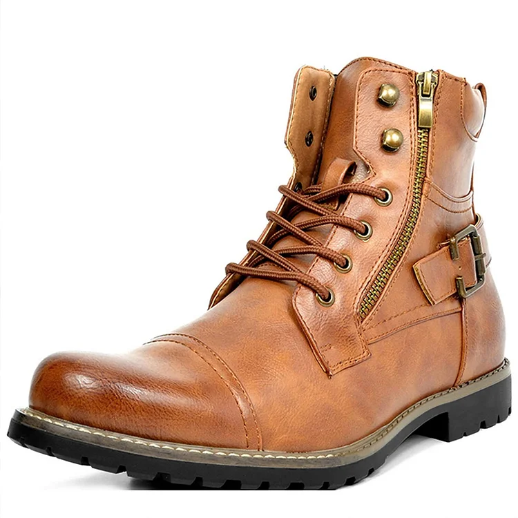 Fashion Metal Double Zipper Motorcycle Mid-Cut Martin Boots