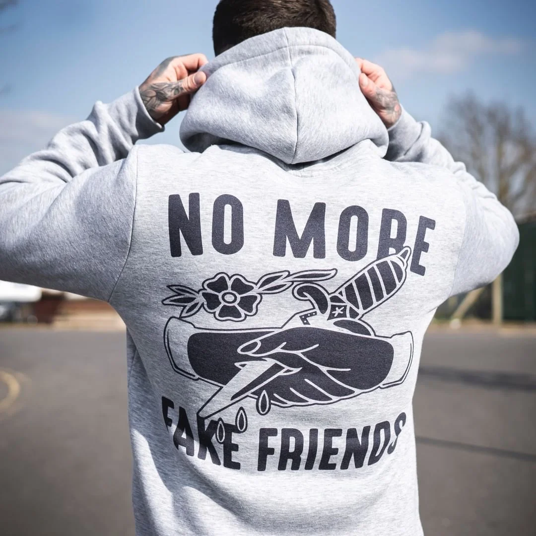 Hooded No More Fake Friends Print Hoodie