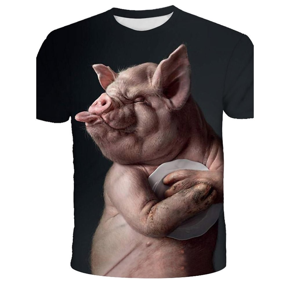 3D Graphic Short Sleeve Shirts Pig