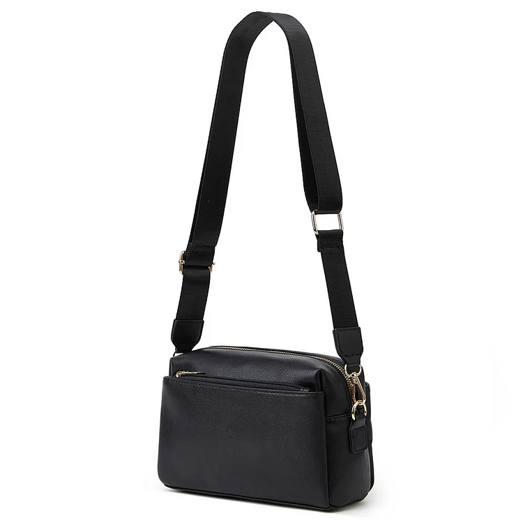 Women Shoulder Bag Fashion Crossbody Bags Waterproof PU Leather for Work (Black)