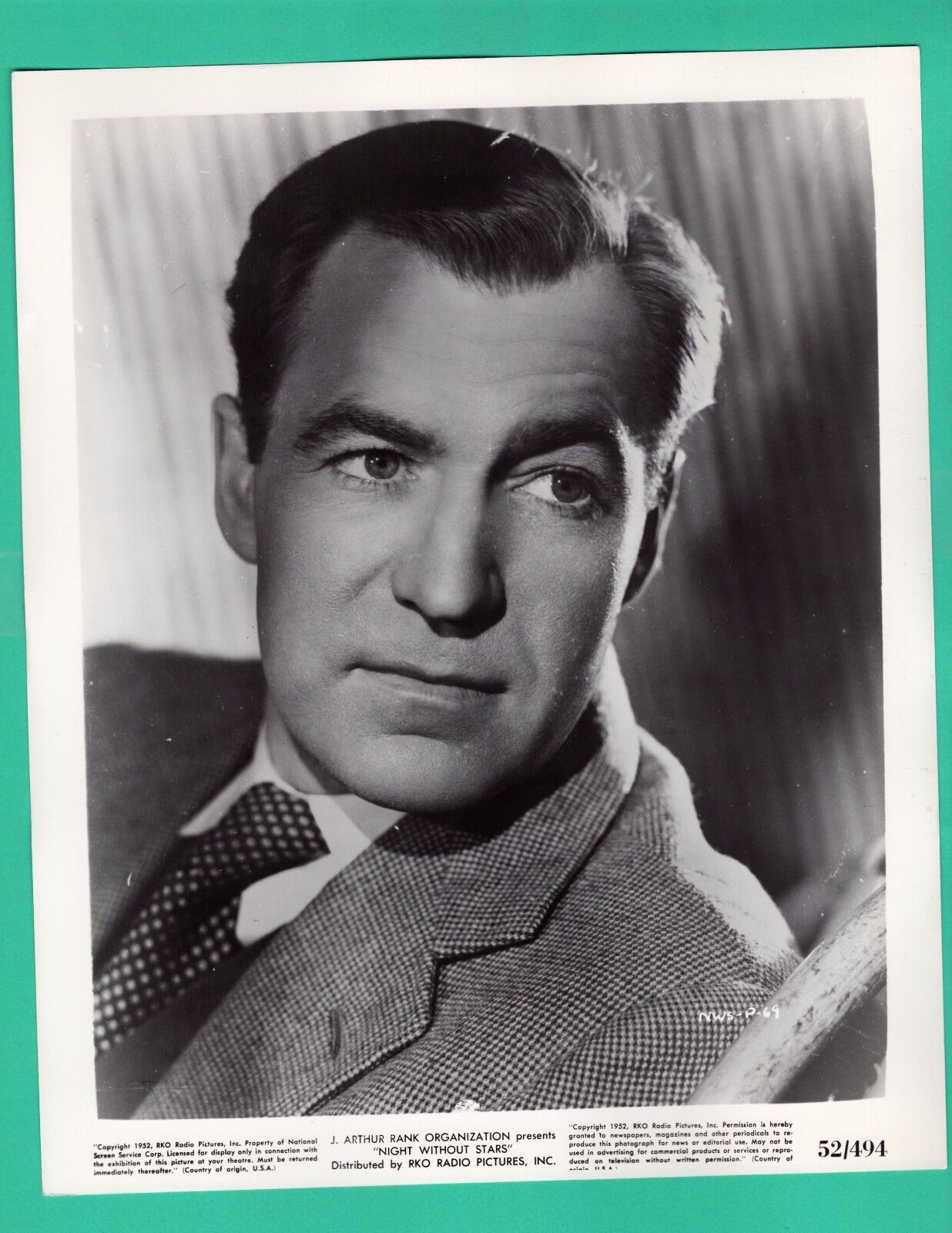 DAVID FARRAR Actor Movie Star Promo 1952 Vintage Photo Poster painting NIGHT WITHOUT STARS 8x10