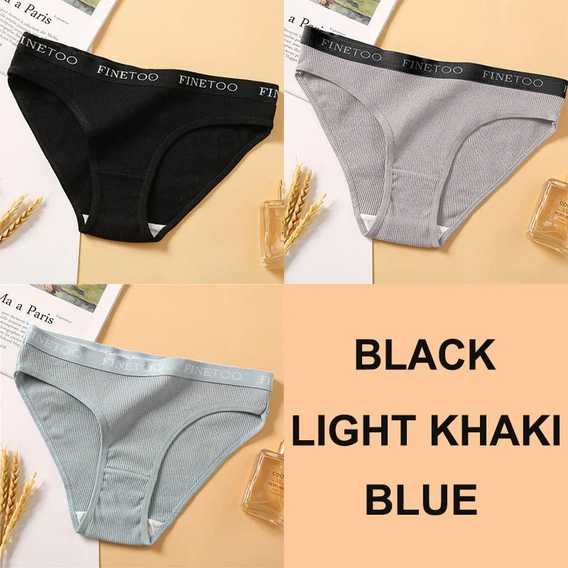 3PCS Women Cotton Underwear Panties Female Sexy Briefs Brand  Band Waist Pantys Set Solid Color Intimates Lingerie for Girl M-XL