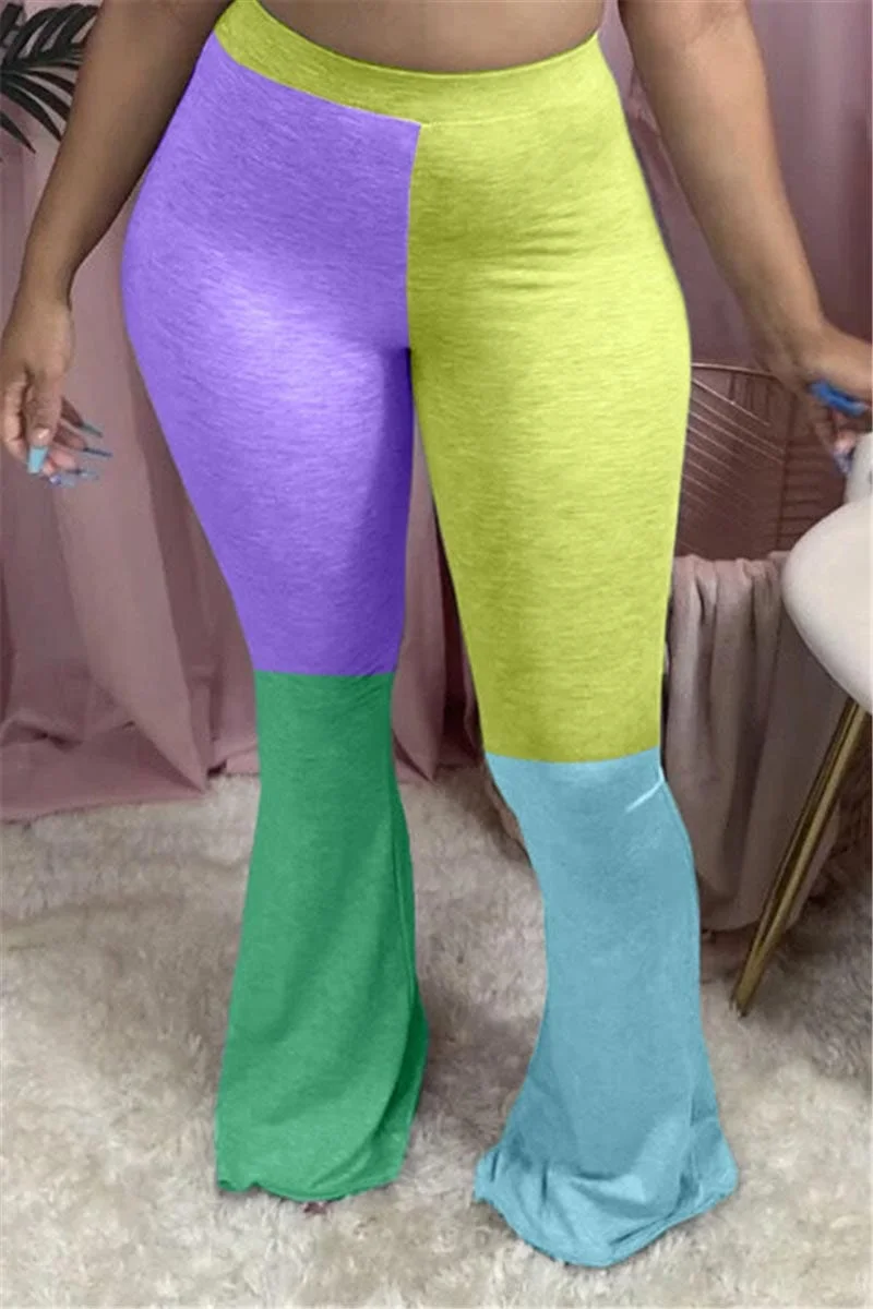Fashion Color Patchwork Trousers