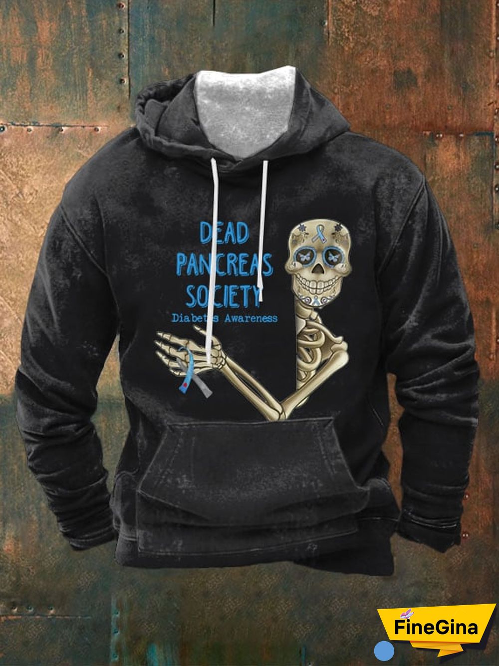 Men's Dead Pancreas Society Diabetes Awareness Print Hoodie